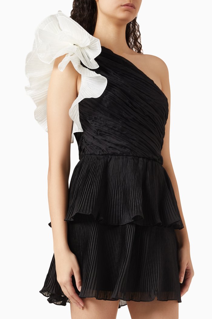 

Upscale One-shoulder Mini Dress, Black