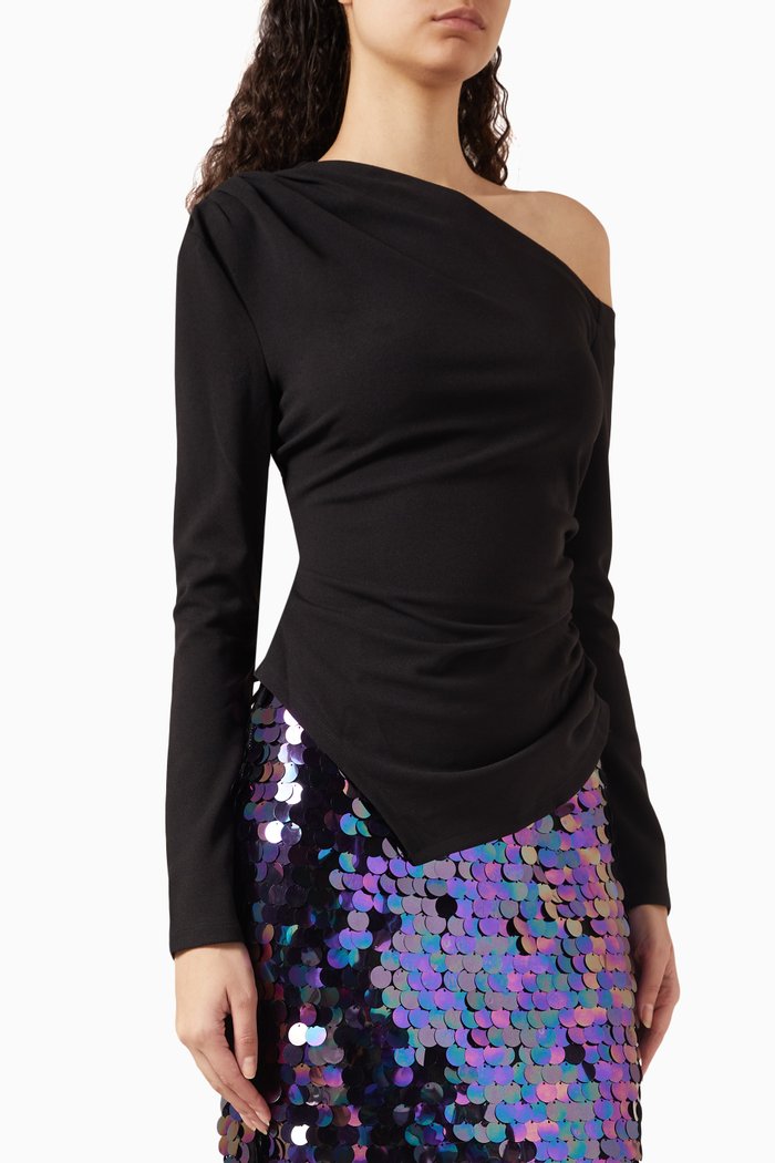 

Musical One-shoulder Top, Black