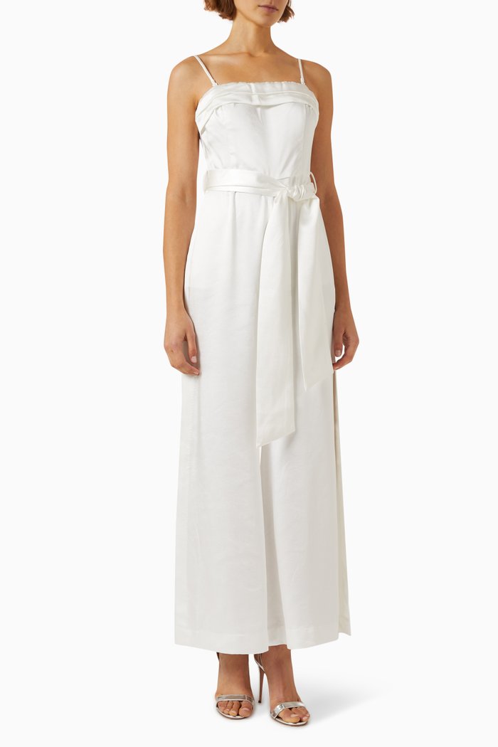 

Fugue Wide-leg Jumpsuit in Satin, White