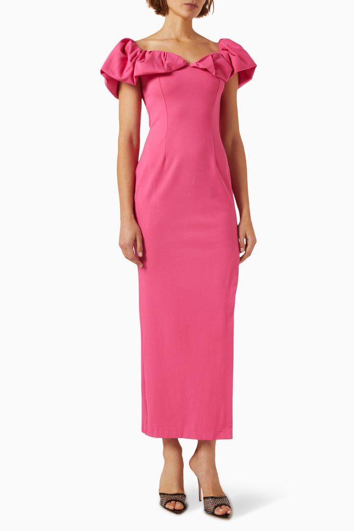 

Exuberant Off-the-shoulders Maxi Dress in Viscose-blend, Pink