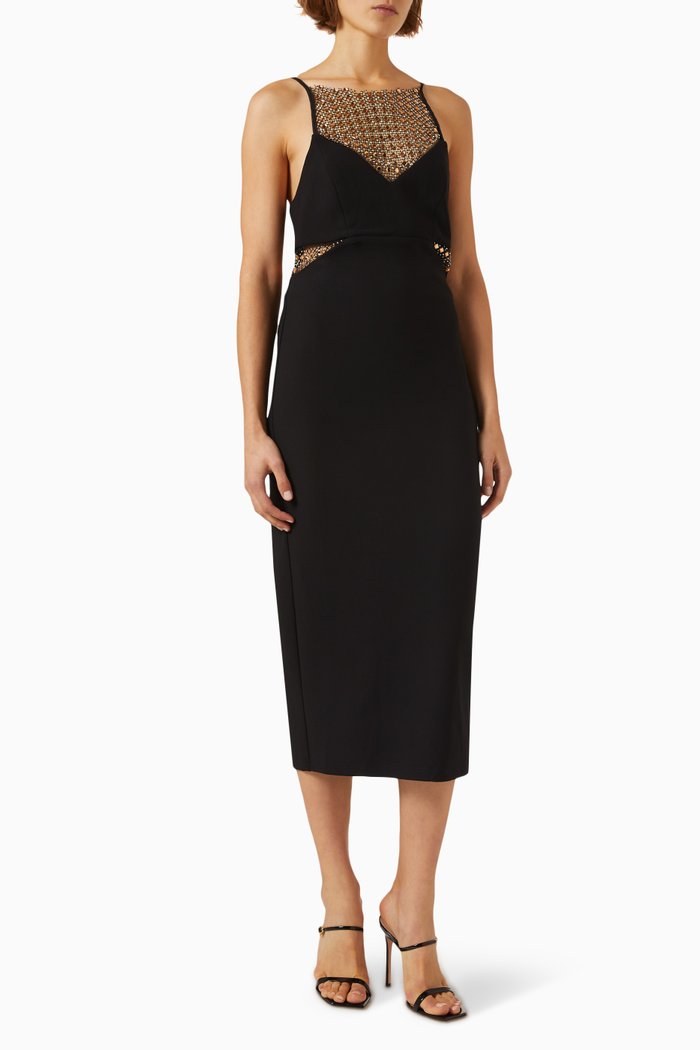 Catherine Diamante Midi Dress, Black