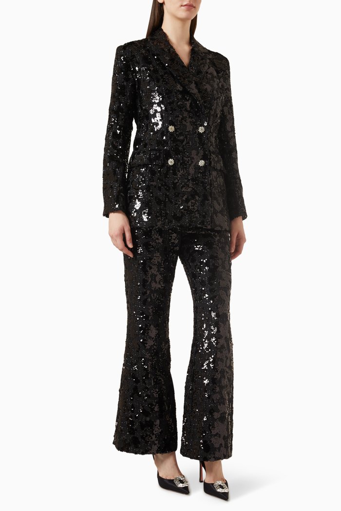 

Carla Jacket & Pants Set in Sequin, Black