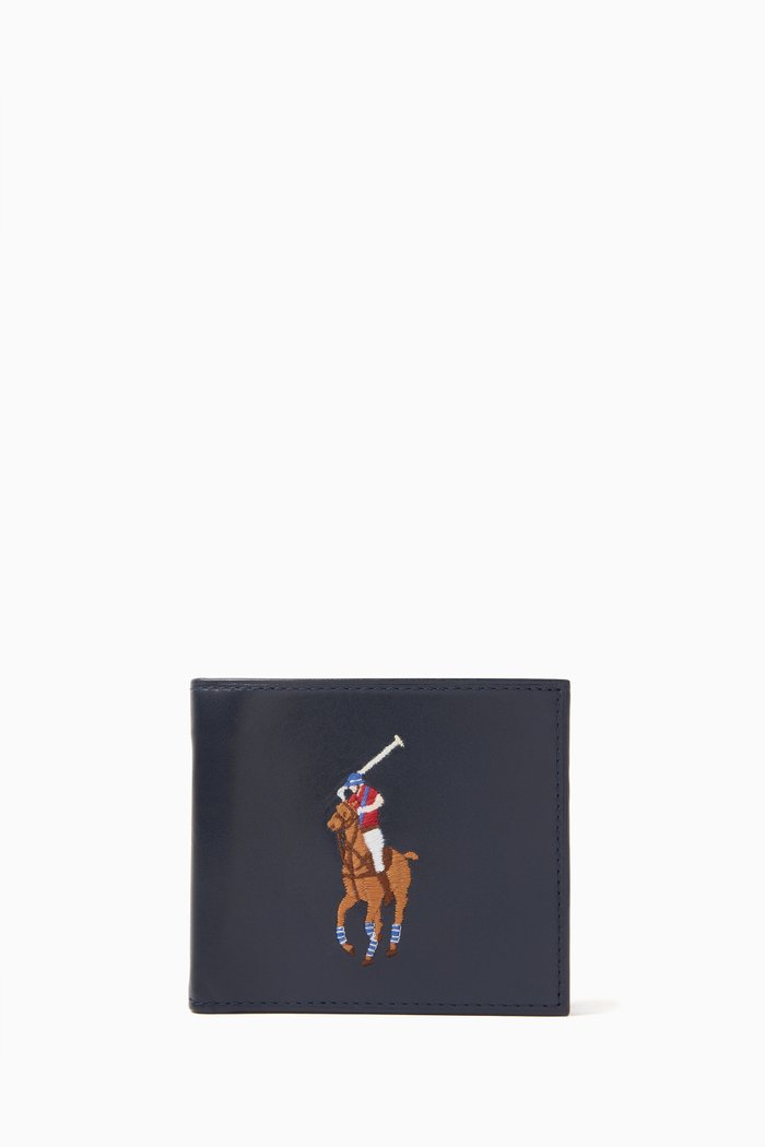 

Signature Pony Bi-fold Wallet in Smooth Leather, Blue