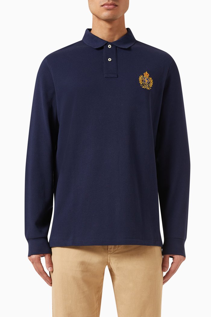 

Polo Crest Polo Shirt in Cotton-blend, Blue
