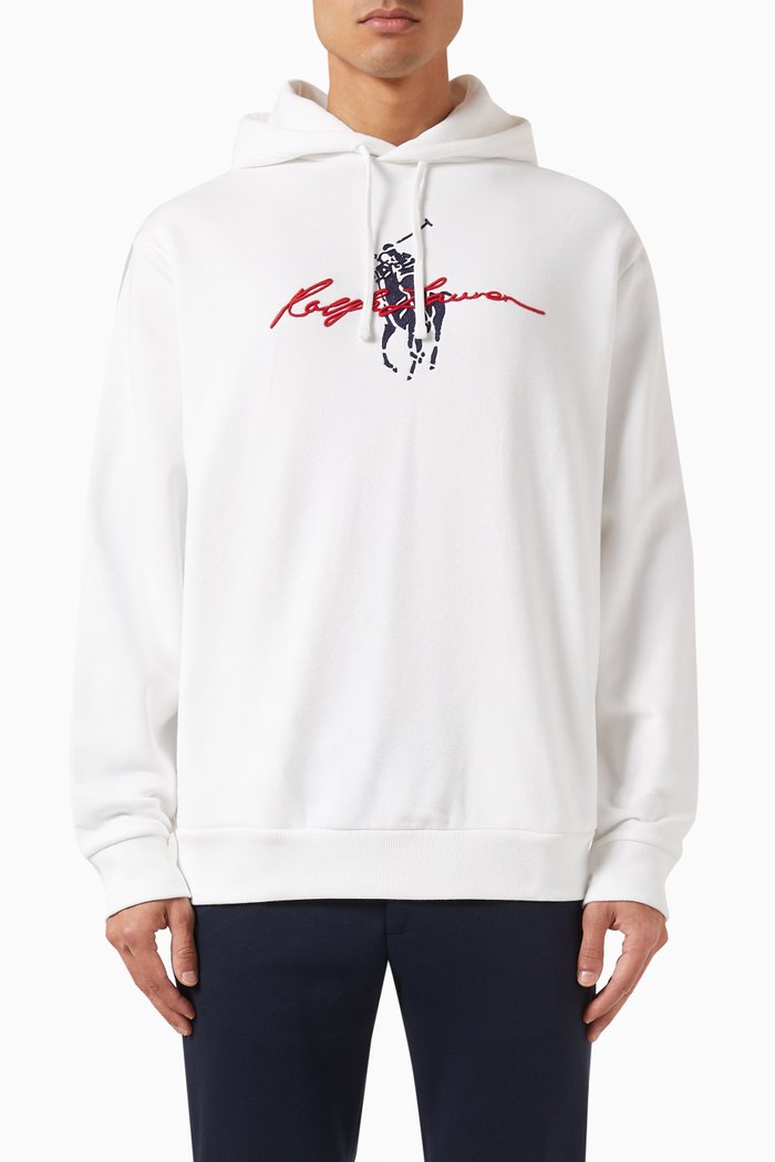 

Big Pony Logo Hoodie in Cotton Blend Fleece, White