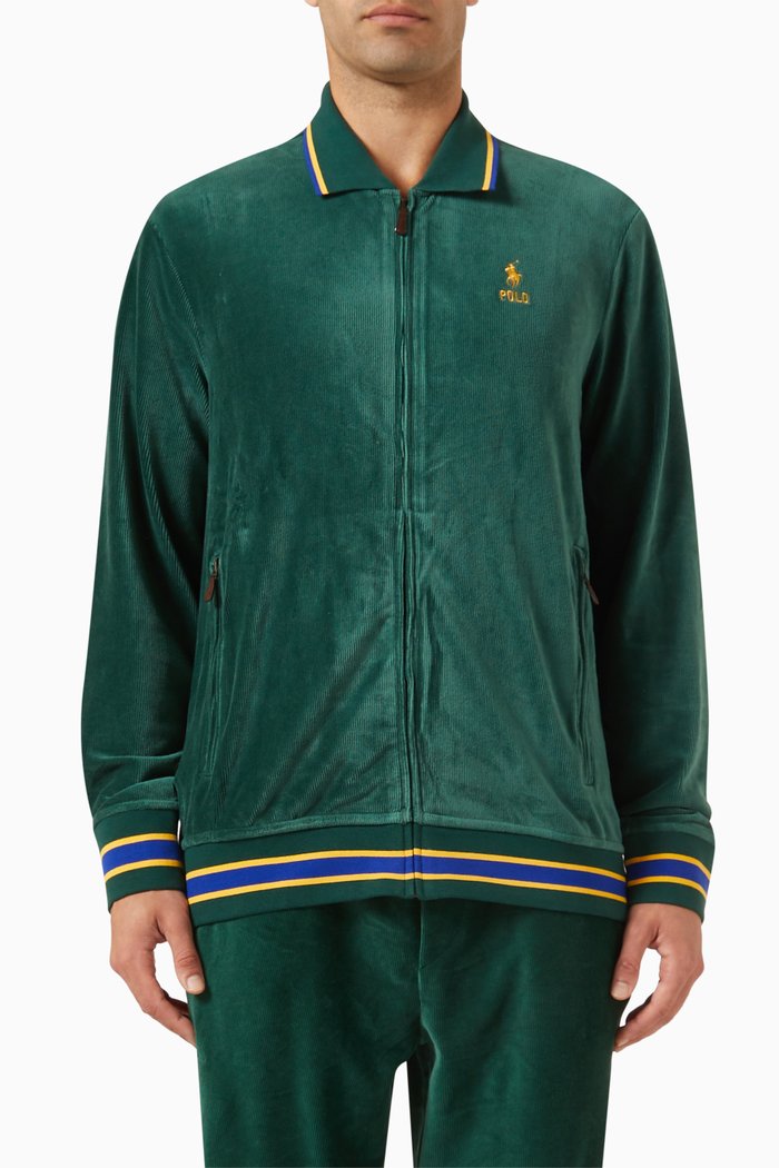 

Logo Zip Jacket in Corduroy, Green
