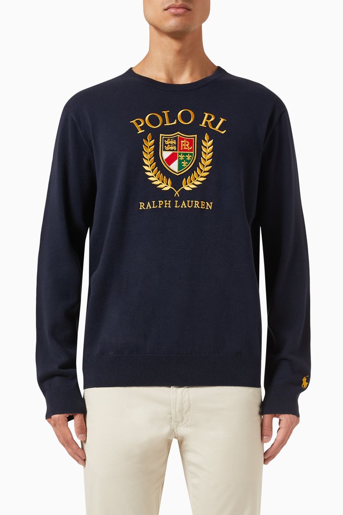 

Logo Crest Sweatshirt in Cotton, Blue