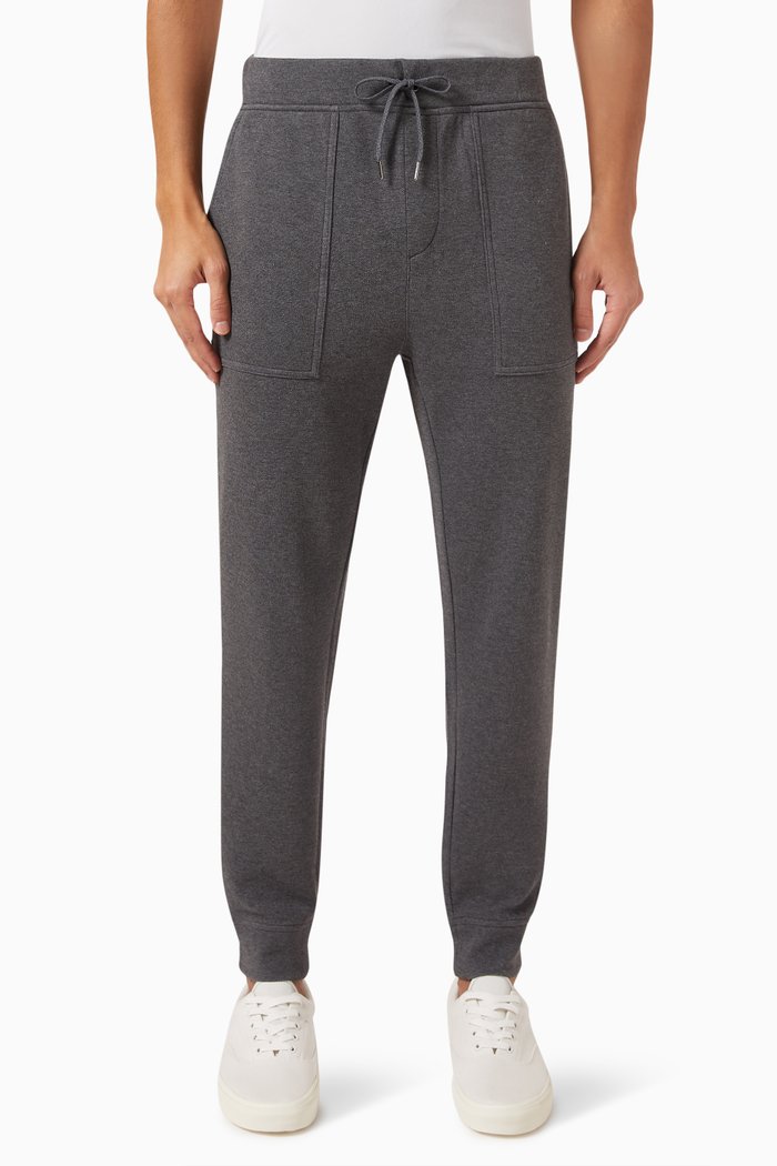 

Logo Jogger Pants in Double-Knit Mesh, Grey