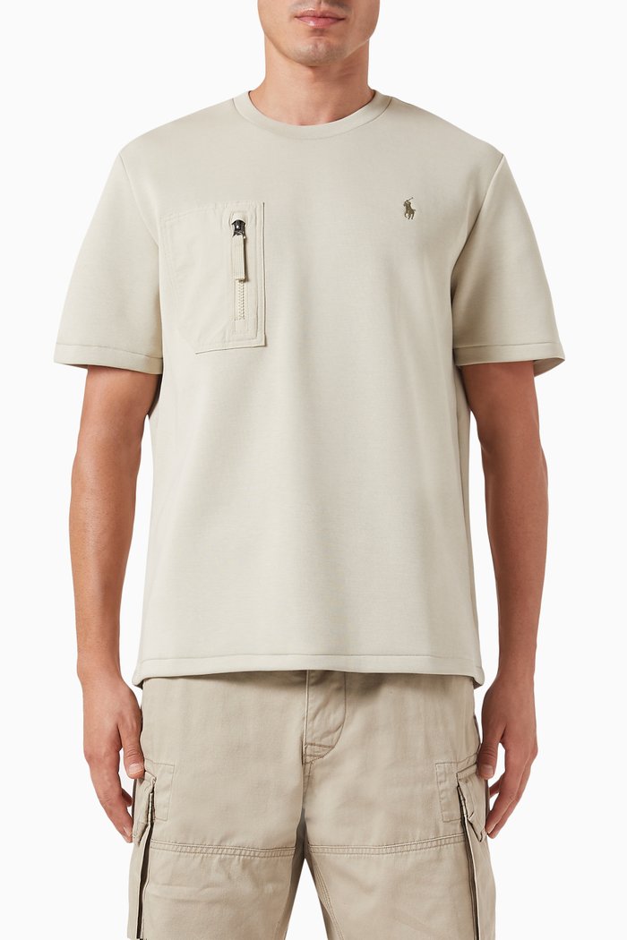 

Patch Pocket T-shirt in Knitted Cotton, Neutral