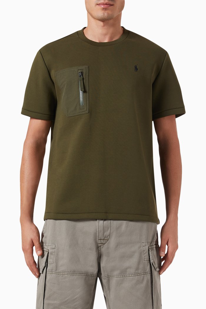 

Patch Pocket T-shirt in Knitted Cotton, Green