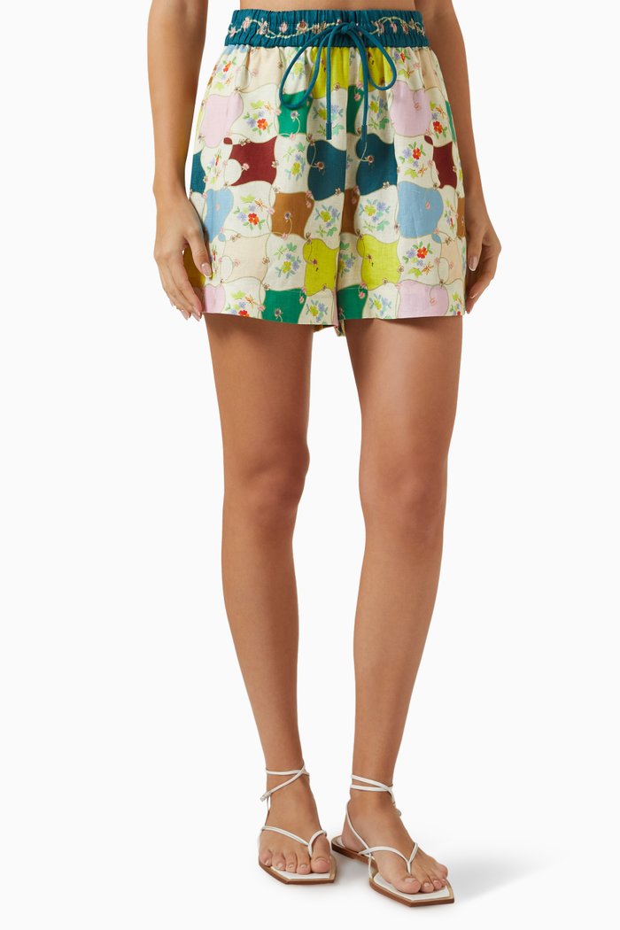 Everly Shorts in Linen, Multicolour