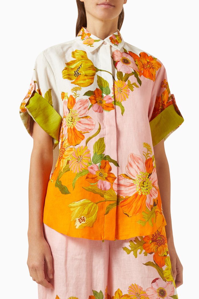 

SIlas Oversized Shirt in Linen, Multicolour
