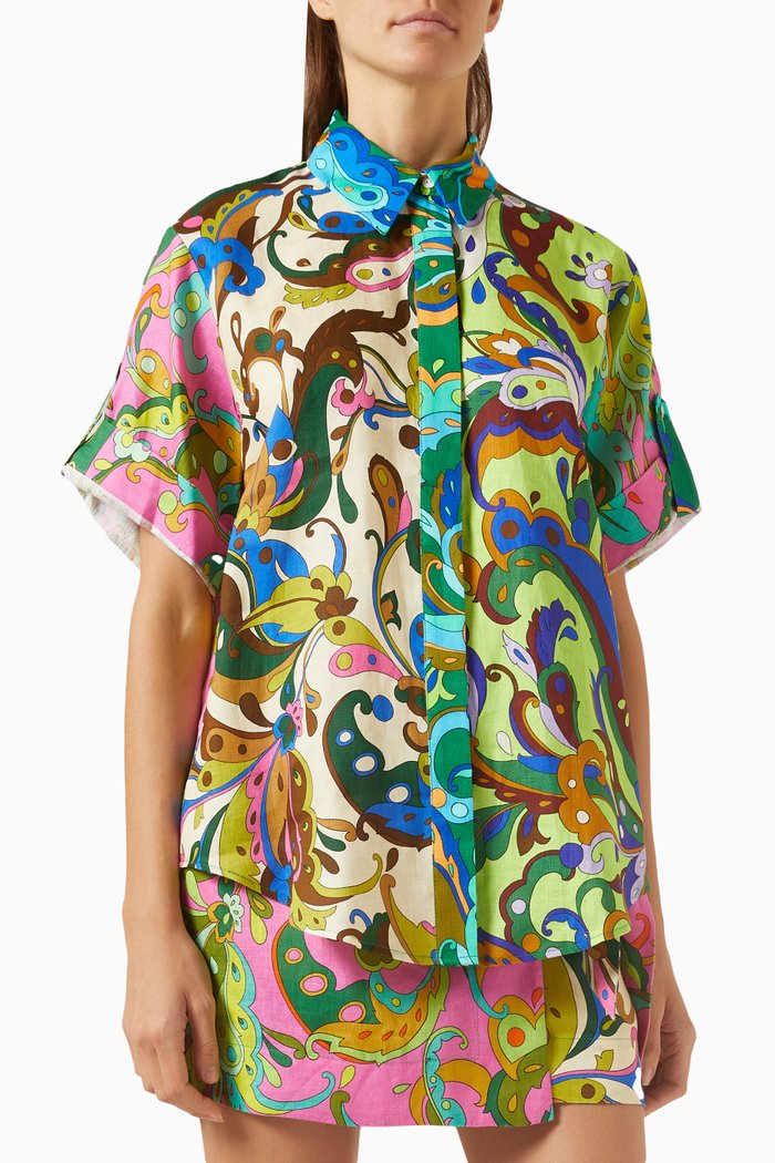 

Yvette Oversized Shirt in Linen, Multicolour
