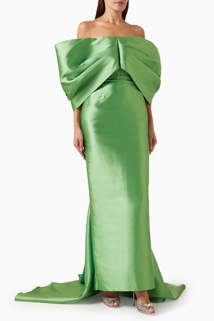 

Delphina Maxi Dress in Crepe-knit, Green