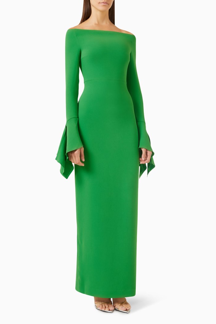 

Amalie Maxi Dress in Crepe, Green