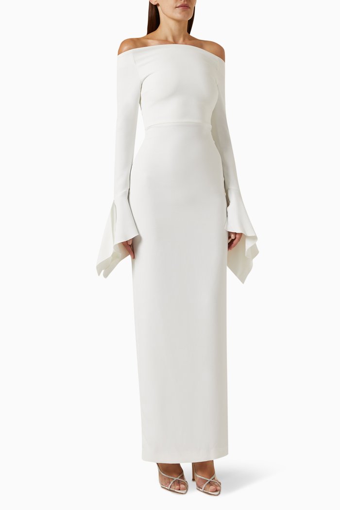 

Amalie Maxi Dress in Crepe, White