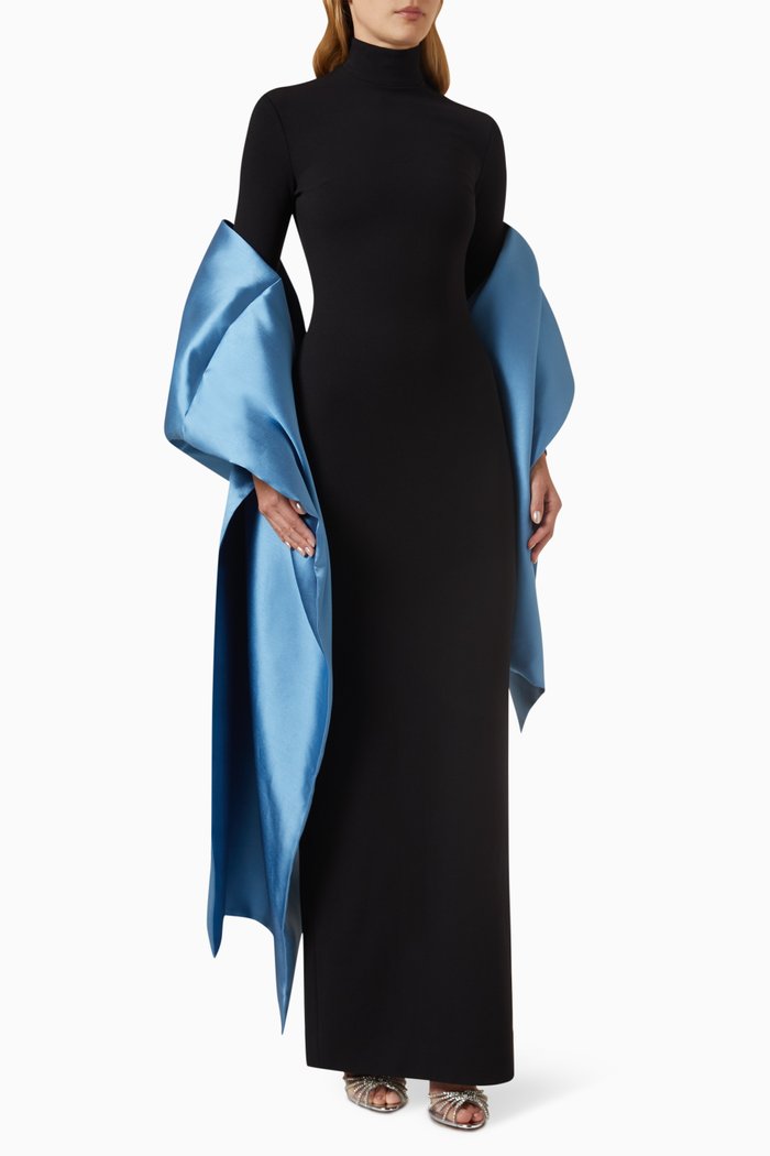 

Lyana Maxi Dress in Crepe-knit & Twill, Blue
