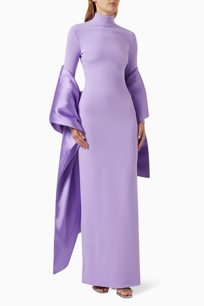 

Lyana Maxi Dress in Crepe-knit & Twill, Purple