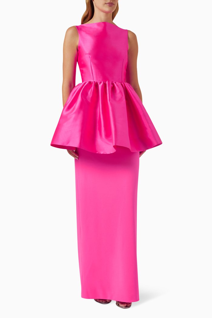 

Alda Maxi Dress in Crepe-knit & Organza, Pink