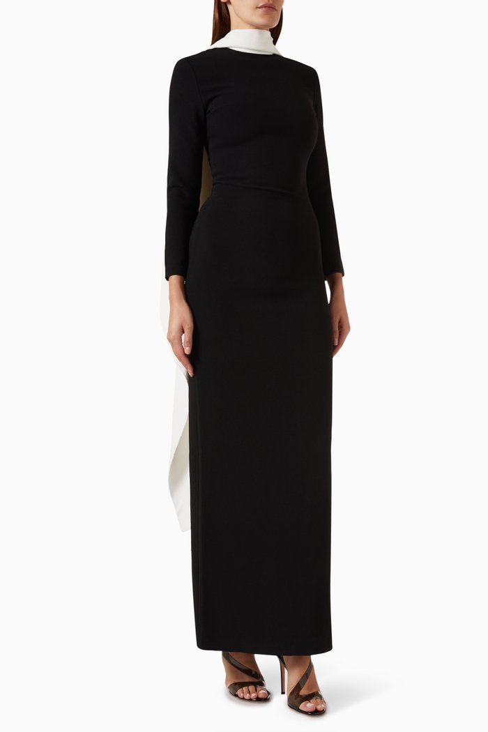 

Luisa Maxi Dress in Woven Crepe, Black