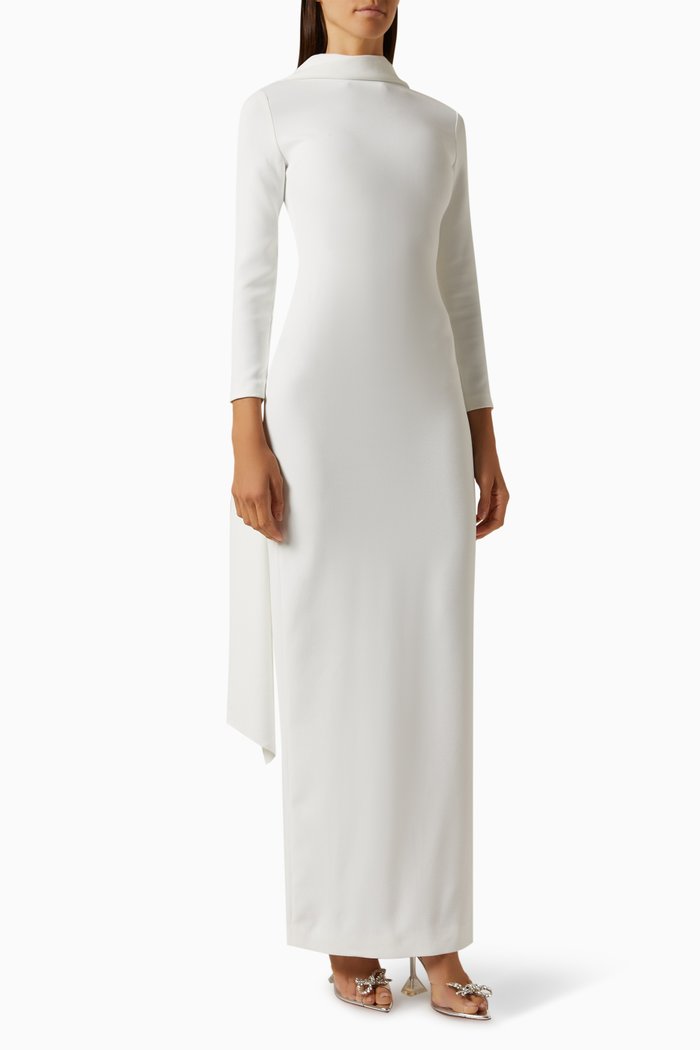 

Luisa Maxi Dress in Woven Crepe, Neutral