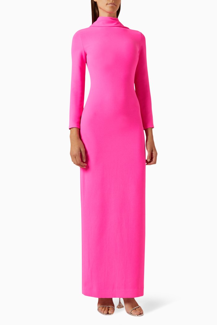 

Luisa Maxi Dress in Woven Crepe, Pink