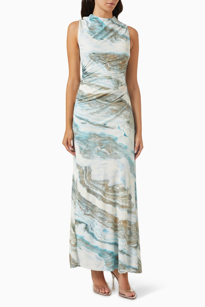 

Juniper Printed Maxi Dress in Stretch Viscose-jersey, Blue