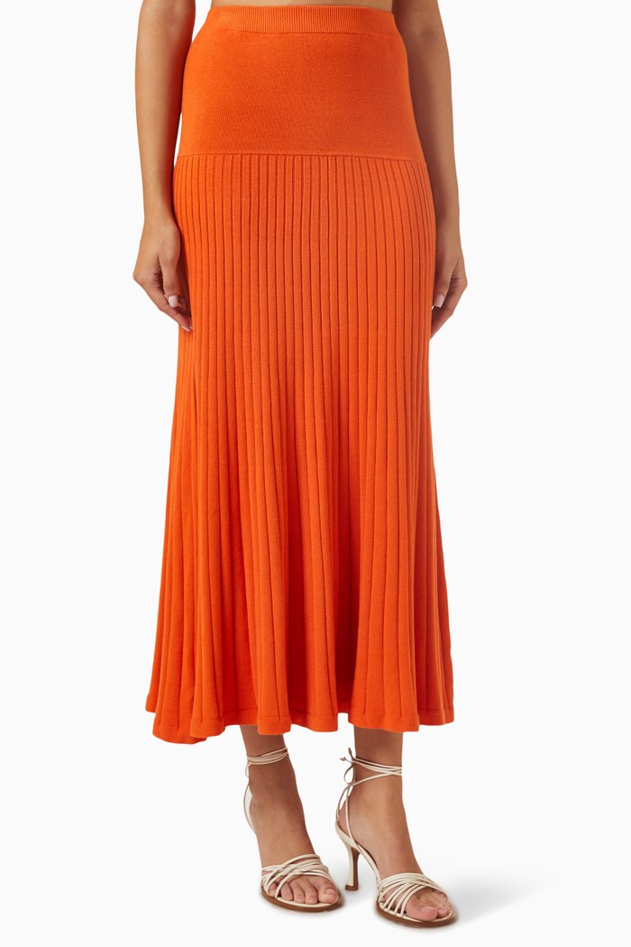 Amber Maxi Skirt in Cotton, Orange