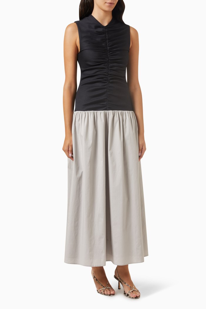 

Isla Two-tone Midi Dress in Cotton-blend, Grey