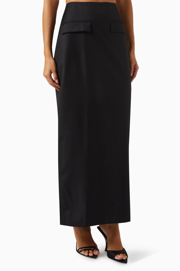 

Nadia Maxi Skirt in Wool, Black