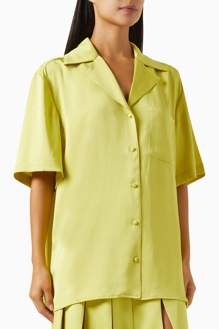 

Mason Oversized Shirt in Satin, Green