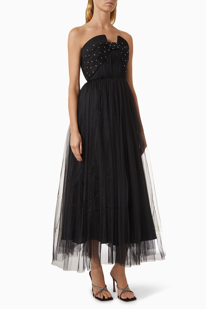 

Bow Detail Dress in Tulle, Black