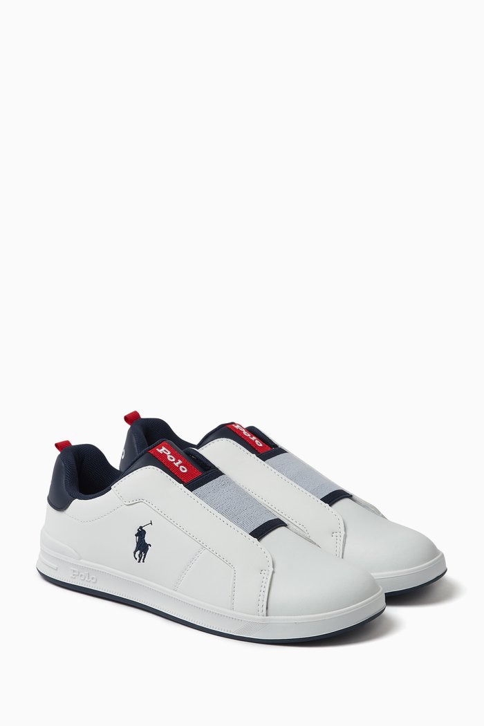 

Junior Heritage Court II Slip On Sneakers in Faux Leather, White