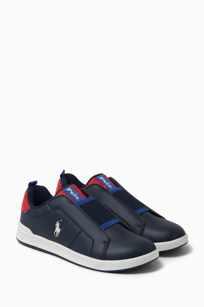 Junior Hertiage Court II Slip On Sneakers in Faux Leather, Blue