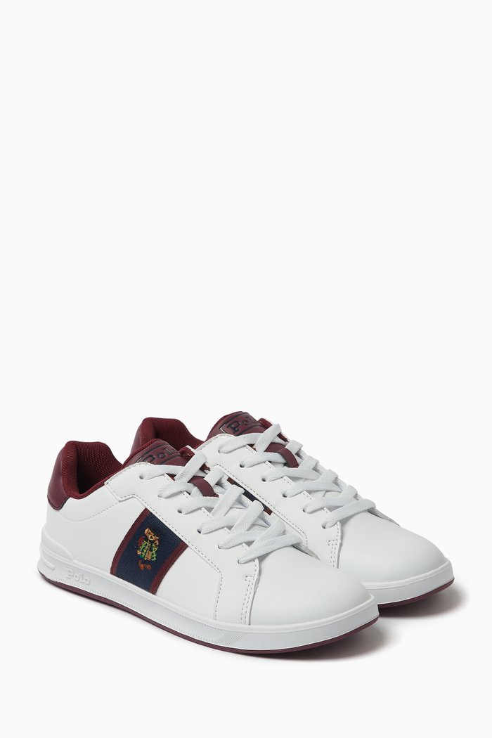 

Junior Heritage Court II Bear Sneakers in Faux Leather, White