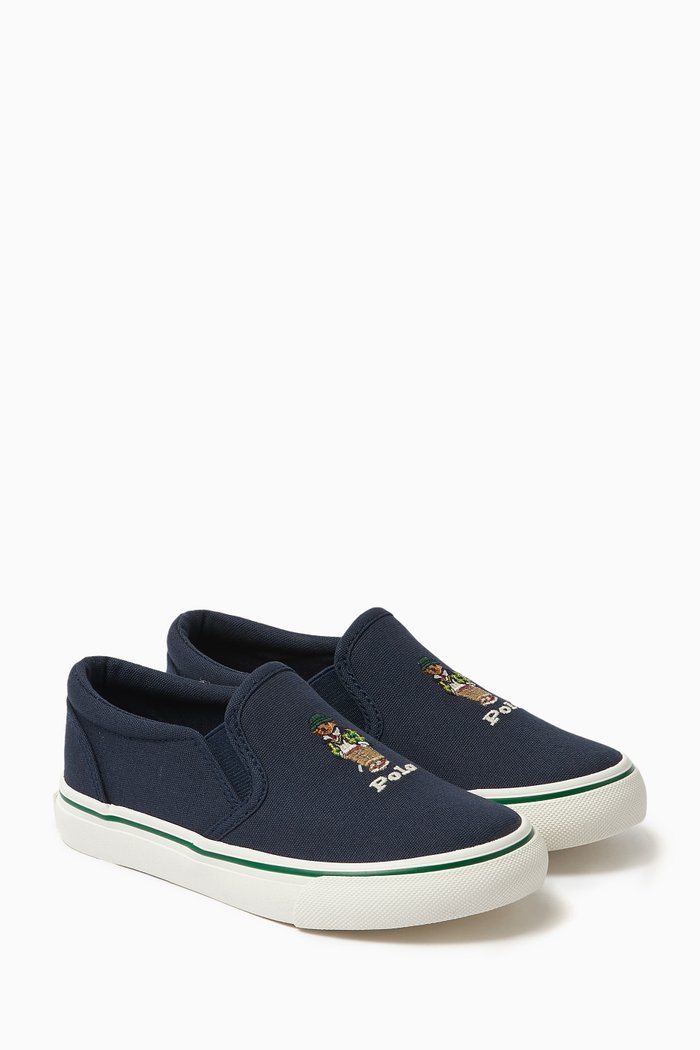 Child Keaton Bear Slip On Sneakers in Canvas, Blue