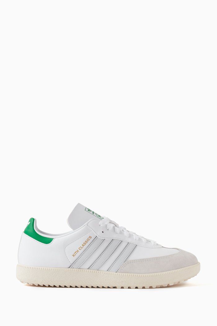 

Kith x Adidas Samba Golf Shoes in Leather, White