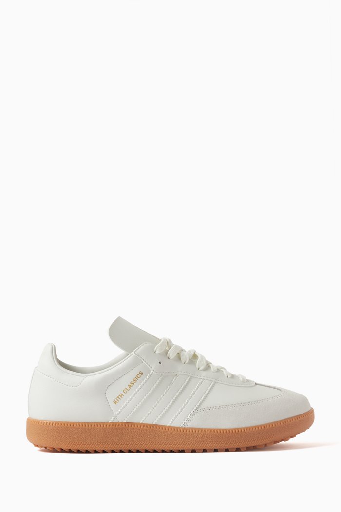 

Kith x Adidas Samba Golf Shoes in Leather, Neutral