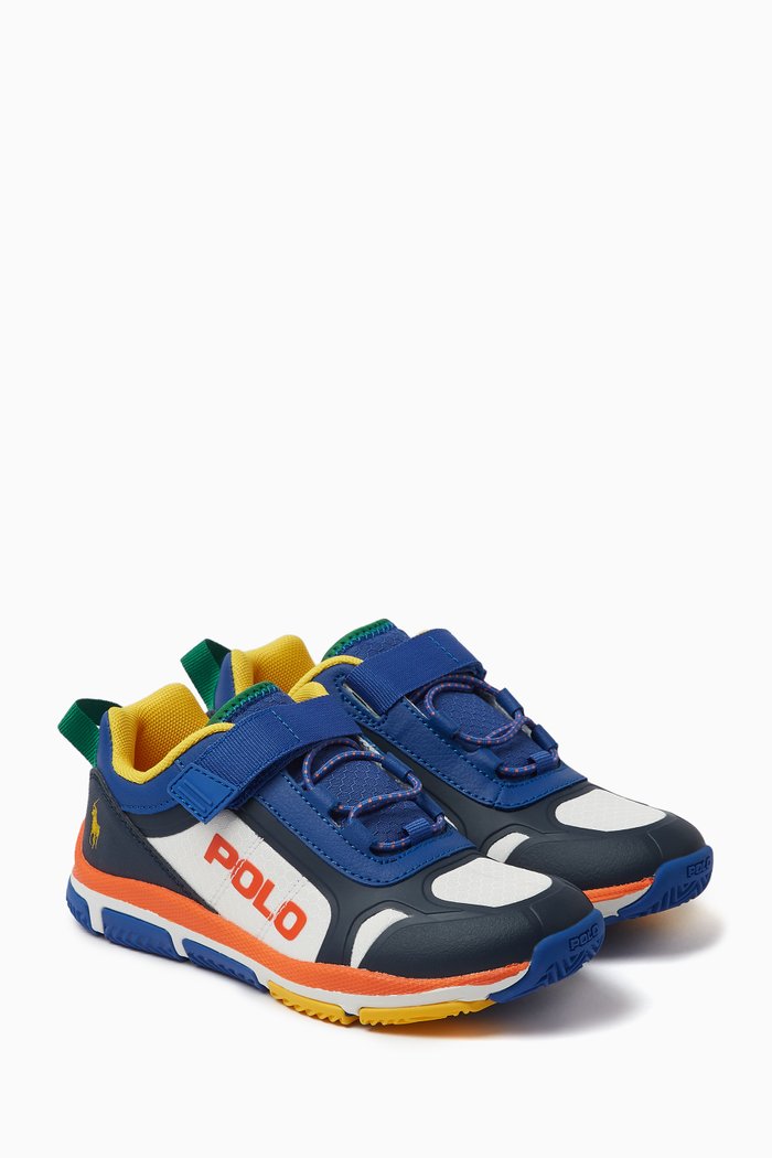 

Junior Sport Tech Racer Sneakers in Faux Leather and Mesh, Multicolour