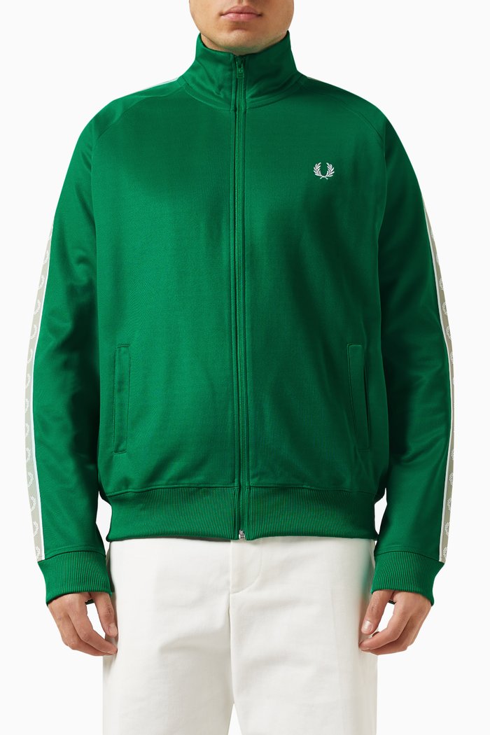 

Contrast Tape Track Jacket in Tricot, Green