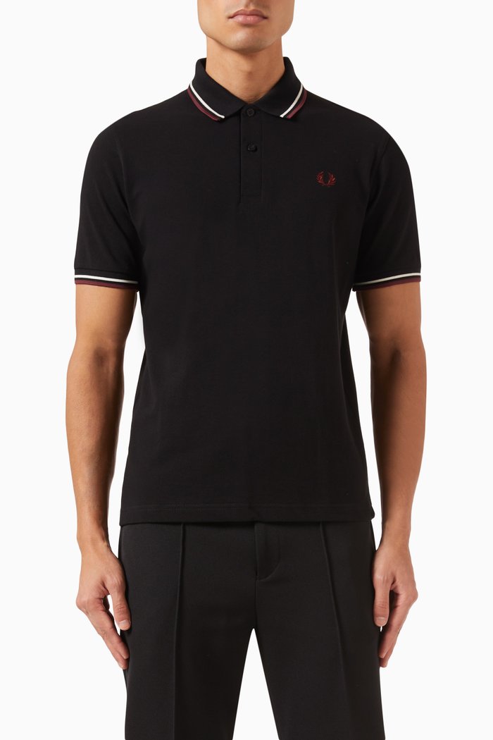 

Twin Tipped Polo Shirt in Cotton Piqué, Black