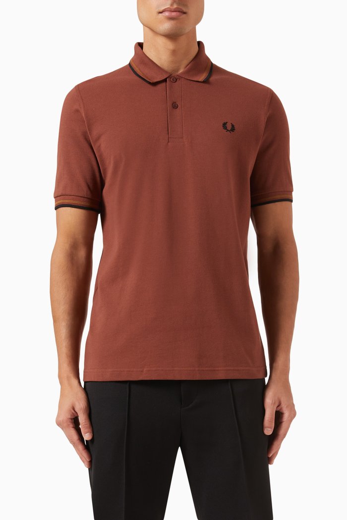 

Twin Tipped Polo Shirt in Cotton Piqué, Brown