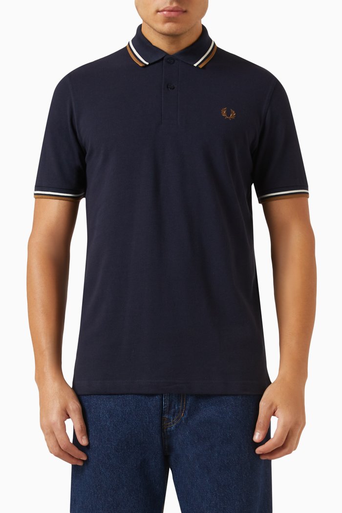 

Twin Tipped Polo Shirt in Cotton Piqué, Blue