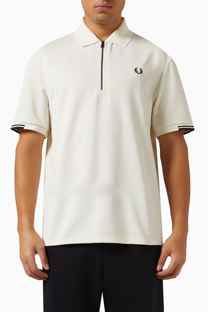 

Half-zip Polo Shirt in Cotton-blend, White