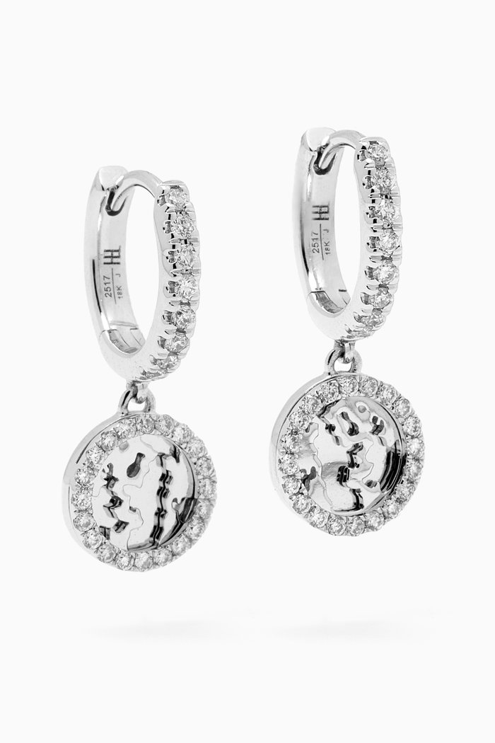 

Petite My World Diamond Hoop Earrings in 18kt White Gold