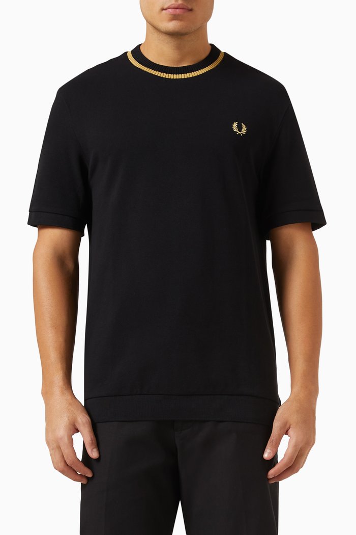 

Crewneck T-shirt in Cotton-piqué, Black