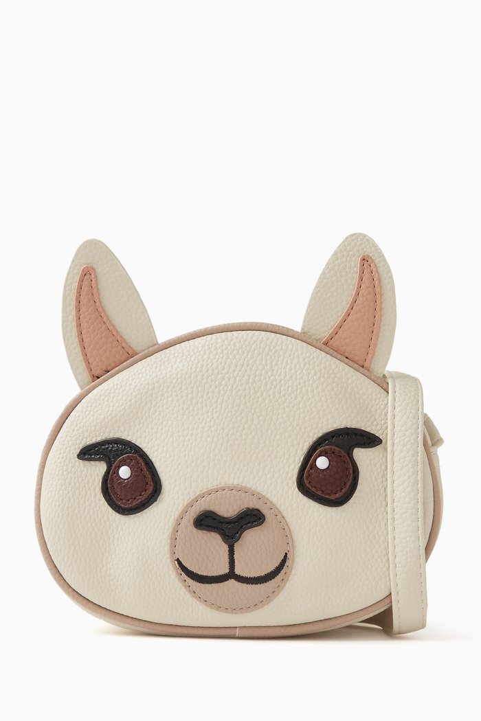 

Llama Crossbody Bag in Faux Leather, White