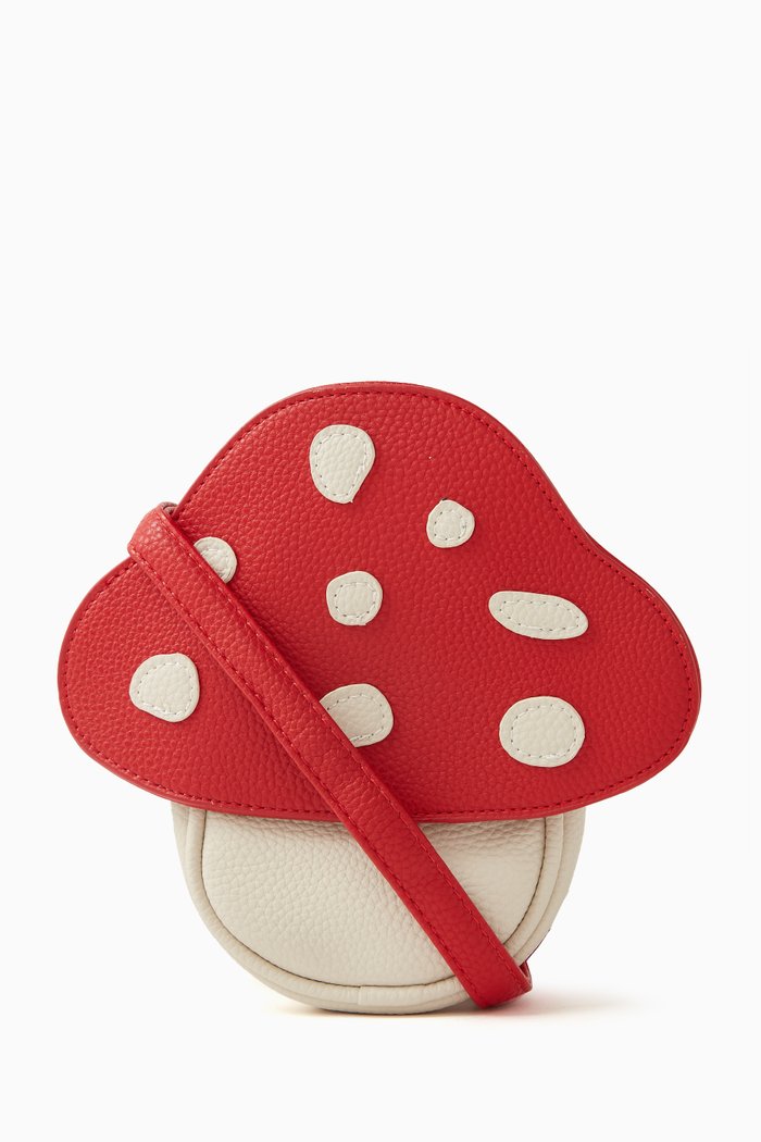 

Mushroom Crossbody Bag in Faux Leather, Red