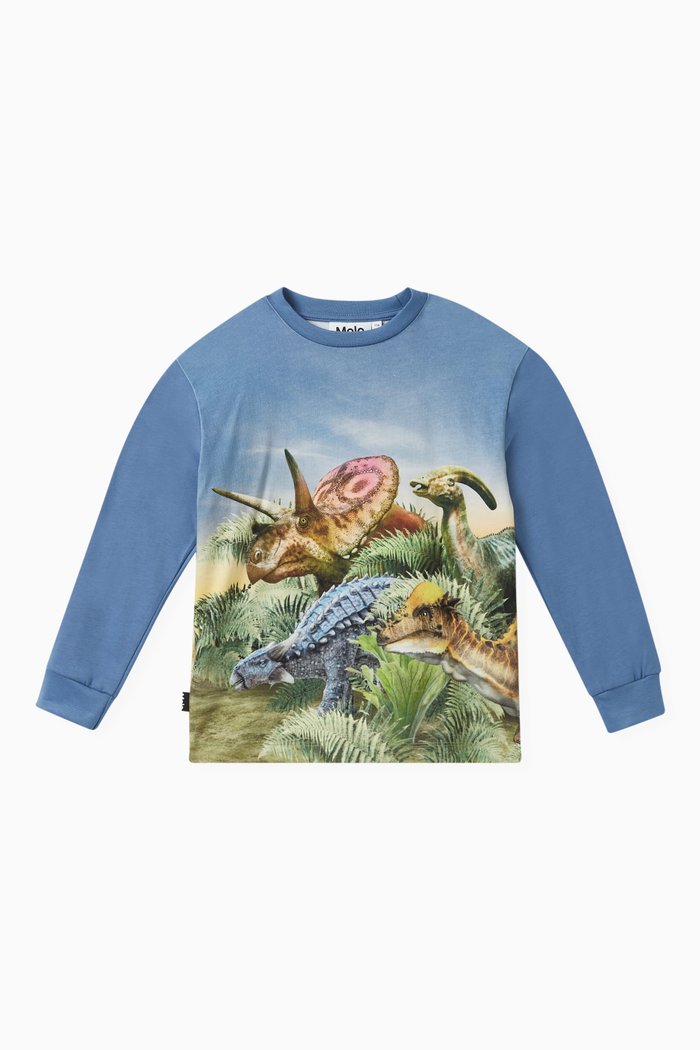 

Rexton Dino-print Sweatshirt in Organic-cotton, Blue