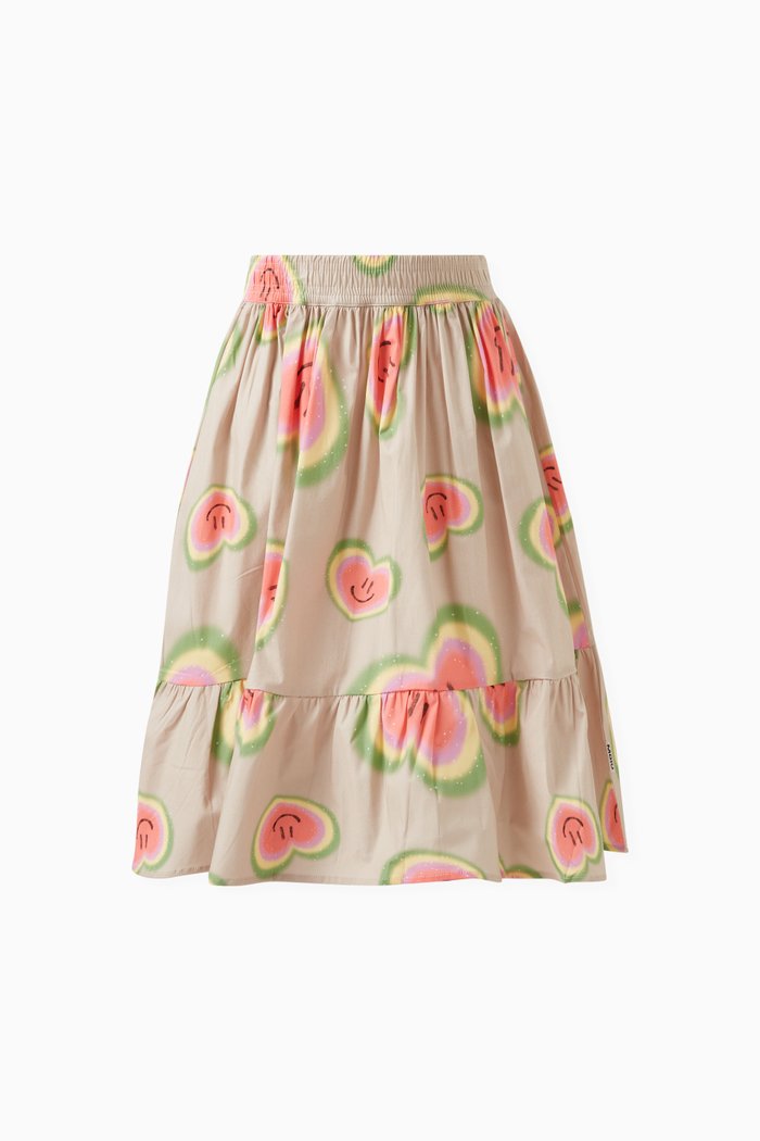

Niki Heart Smiley Face-print Skirt in Organic-cotton, Neutral